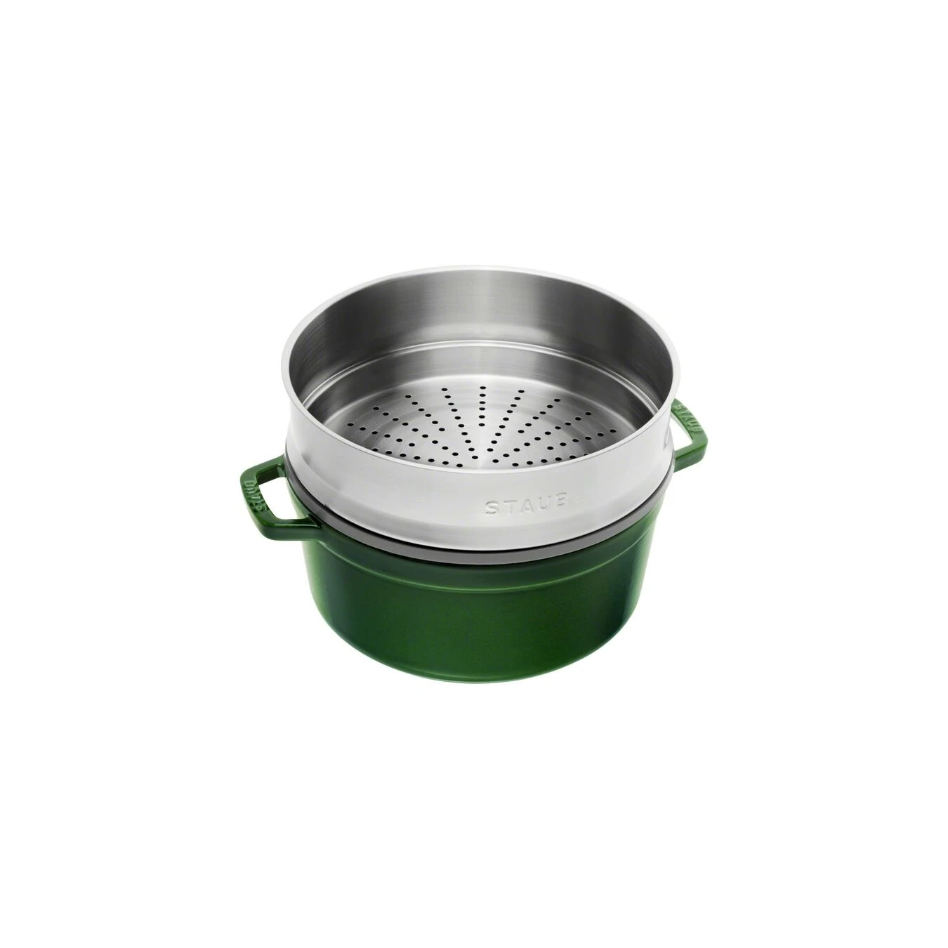 Staub Cocotte Avec Panier Vapeur 26 Cm, Rond(e), Basilic, Fonte 5 Staub Cocotte Avec Panier Vapeur 26 Cm, Rond(e), Basilic, Fonte – Image 3