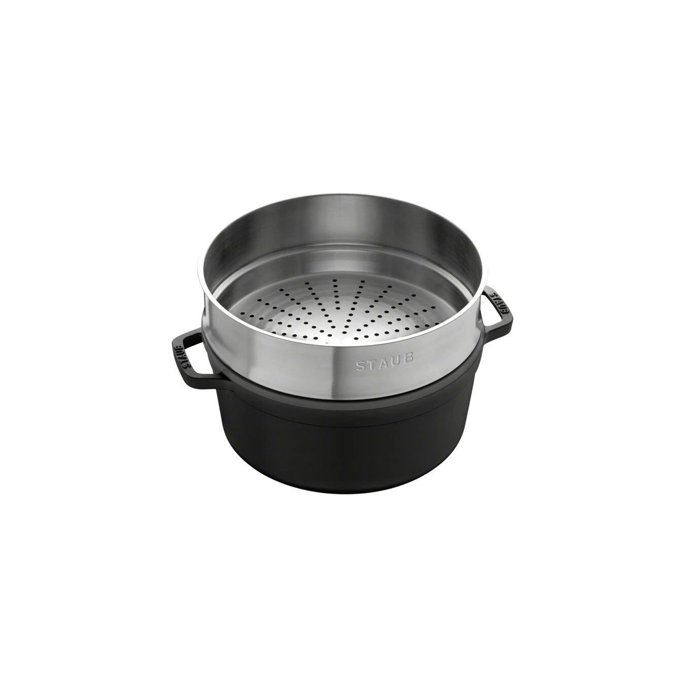 Staub Cocotte Avec Panier Vapeur 26 Cm, Rond(e), Noir, Fonte 4 Staub Cocotte Avec Panier Vapeur 26 Cm, Rond(e), Noir, Fonte – Image 2