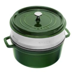 Staub Cocotte Avec Panier Vapeur 26 Cm, Rond(e), Basilic, Fonte