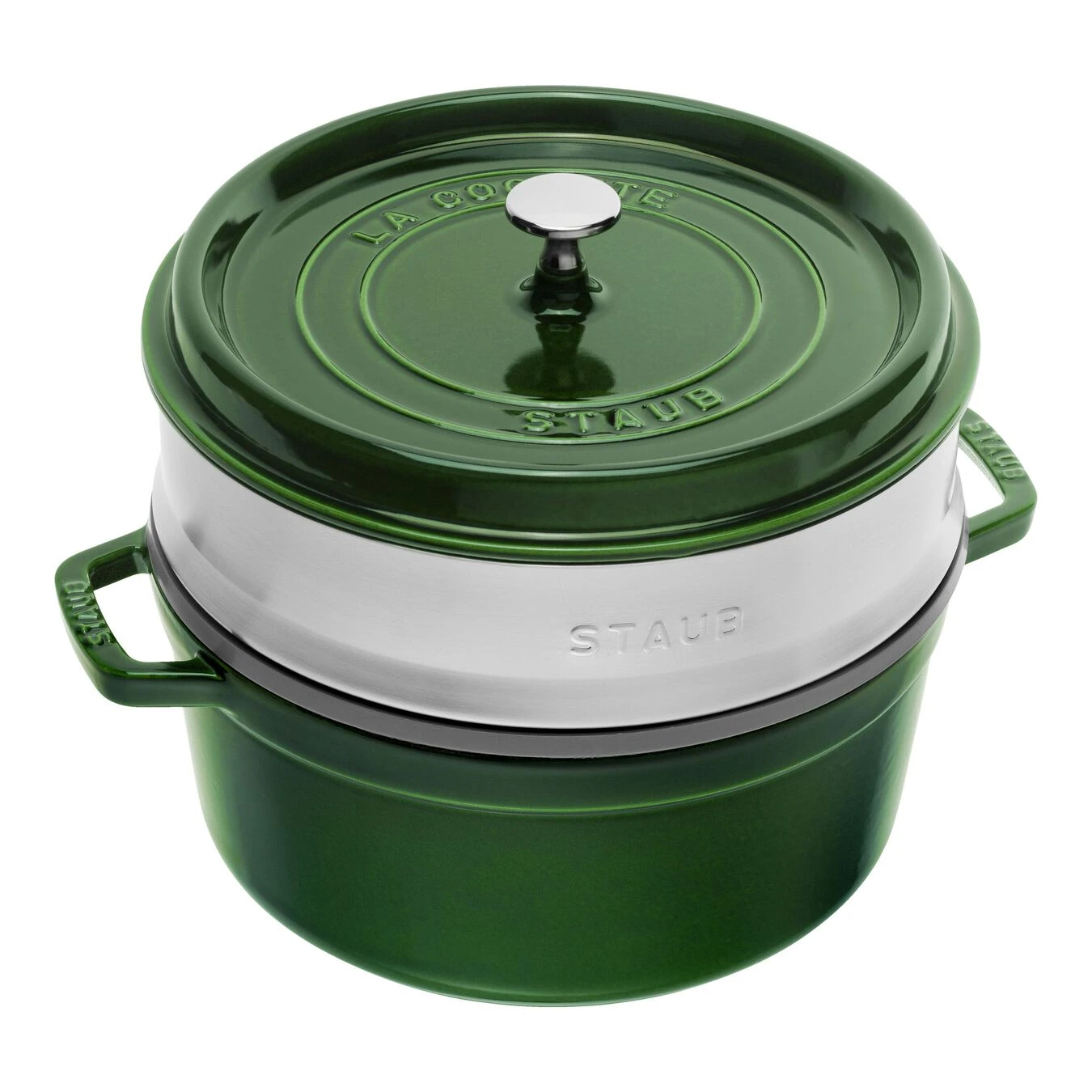 Staub Cocotte Avec Panier Vapeur 26 Cm, Rond(e), Basilic, Fonte 3 Staub Cocotte Avec Panier Vapeur 26 Cm, Rond(e), Basilic, Fonte