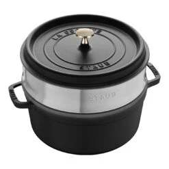 Staub Cocotte Avec Panier Vapeur 26 Cm, Rond(e), Noir, Fonte