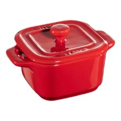 Staub Ensemble De Cocottes Avec Couvercle 2-pcs, Carré(e), Cerise, Céramique