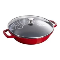 Staub Wok Avec Couvercle En Verre 30 Cm, Fonte