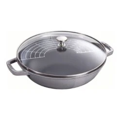 Staub Wok Avec Couvercle En Verre 30 Cm, Fonte