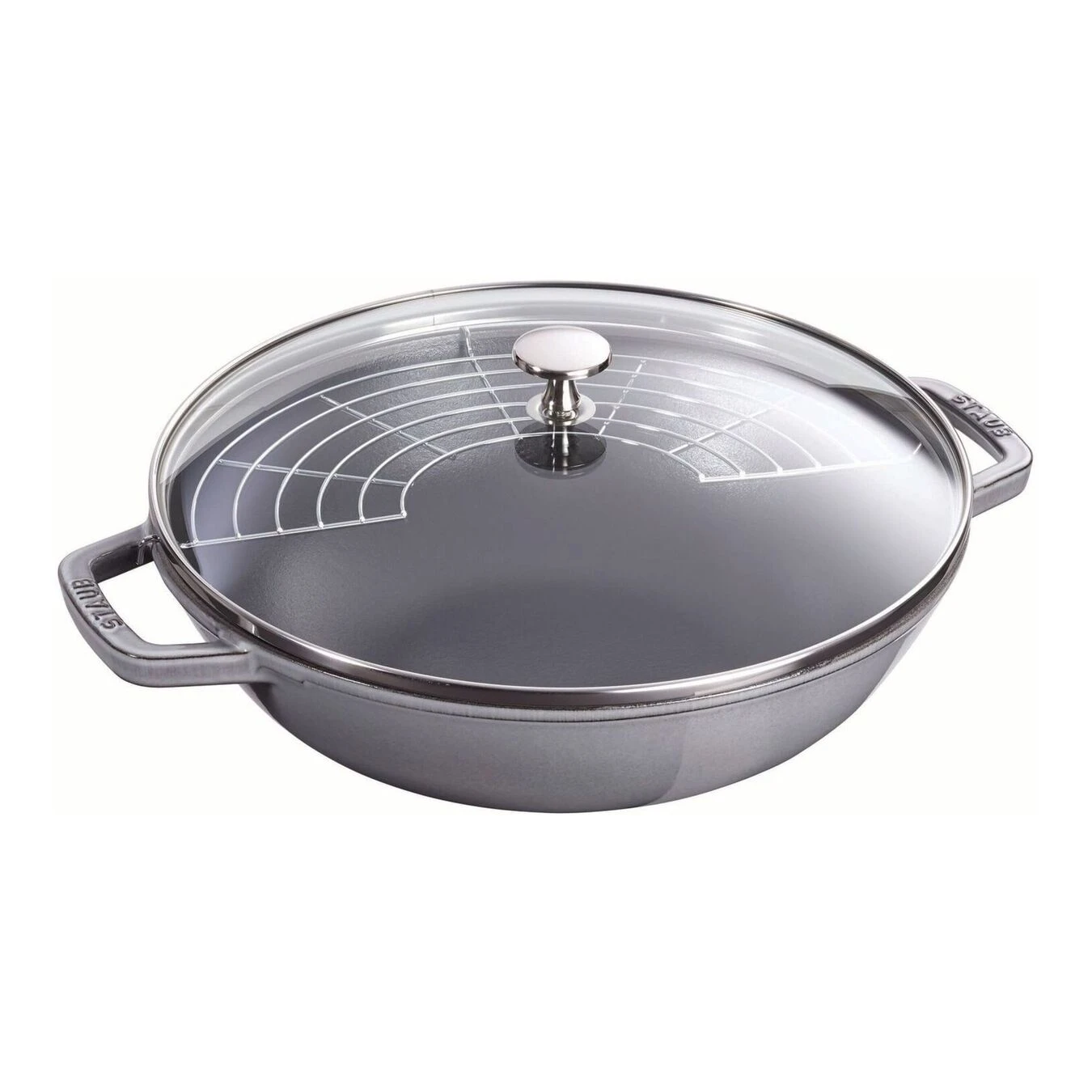 Staub Wok Avec Couvercle En Verre 30 Cm, Fonte 3 Staub Wok Avec Couvercle En Verre 30 Cm, Fonte