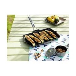 Grill En Fonte Rectangulaire Avec Poignée Rabattable STAUB -Staub Soldes Magasin Grill en fonte rectangulaire STAUB 4