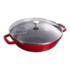 Wok Fonte émaillée Couvercle Verre Staub D30 Rouge Cerise PR -Staub Soldes Magasin wok fonte emaillee couvercle verre staub d30 rouge cerise pr